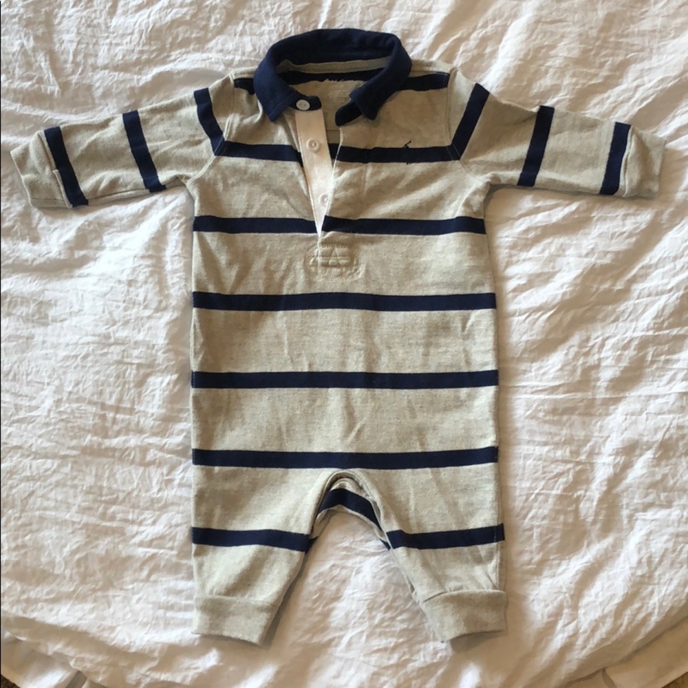 Cotton Polo Coverall / Onesie - Baby Boy